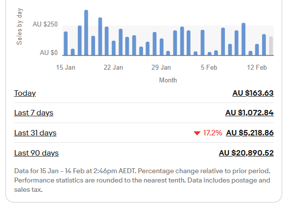 Hajira's eBay store dashboard